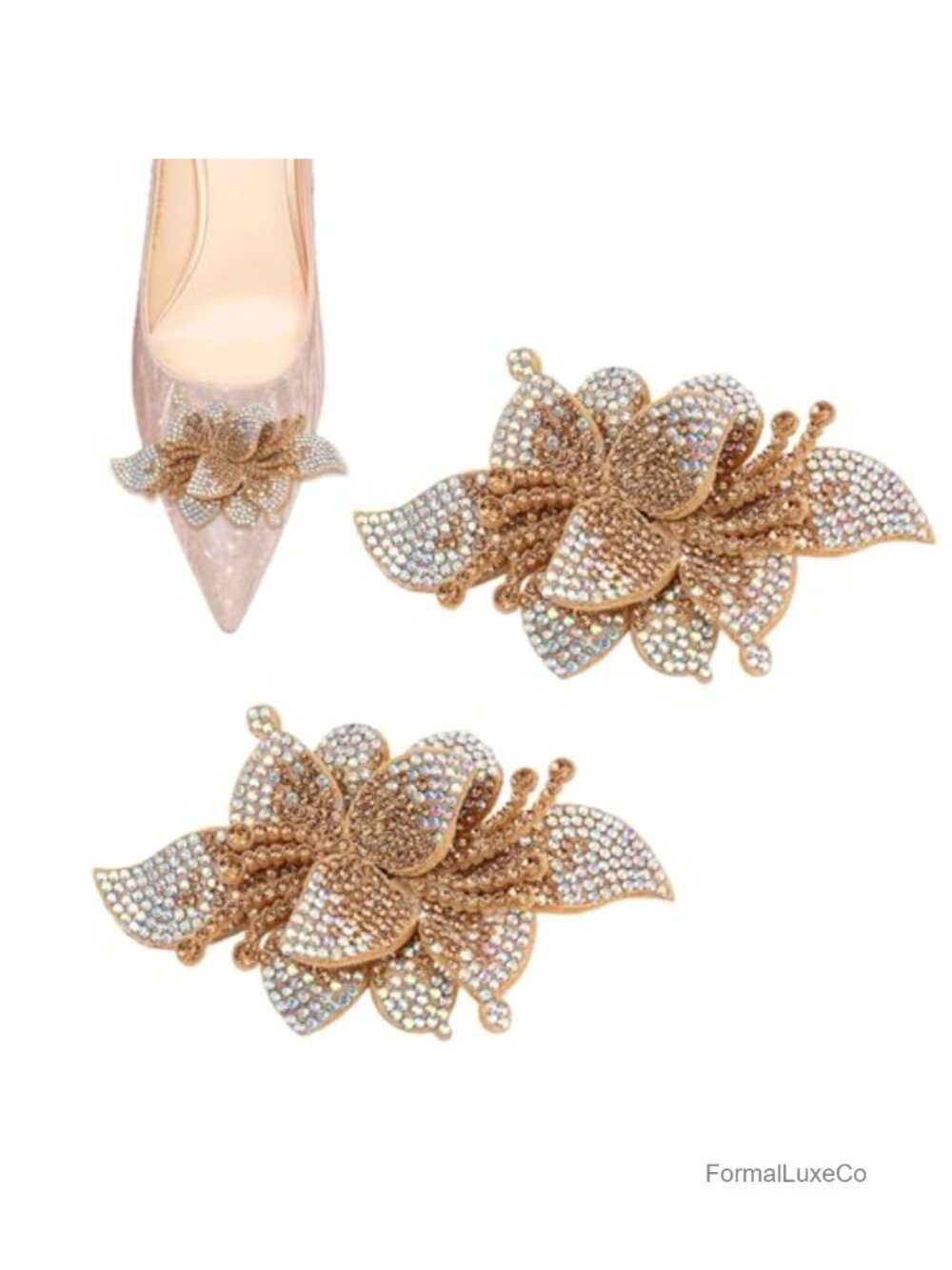 Rhinestone Flower Shoe Clips Detachable Metal Buckle Shoe Decoration for Heels